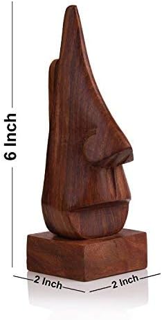 IndiaBigShop Wooden Nose Shaped Eyeglass Holder, Spectacle Holder, Handmade Stand for Spec of Women Office Desk Home Décor, Easter Day/Mothers Day/Good Friday Gift