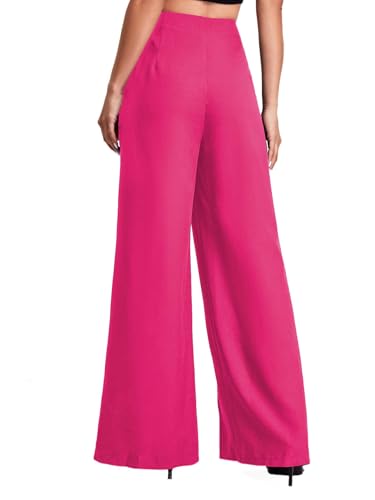 Women's Split Thigh Wide Leg Pants Casual Elastic High Waisted Business Trousers3