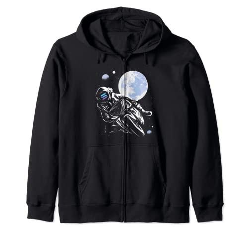Solana SOL Crypto Space Man To The Moon Motorbike HODL Funny Zip Hoodie