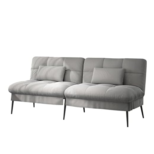 COMHOMA Canapé-lit avec Fonction de Couchage - Housse futon Convertible - Canapé d'angle - Canapé d'invité 3 Places - avec Dossier réglable en Tissu - Gris