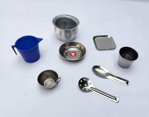 Image of 23 Pcs Kitchen Set Girls,Boys,Miniature Kitchen Set Real Cooking,Steel Set for Kids,Toys,Prentend Play Toys Comes in a Transparent Zipper Pouch.