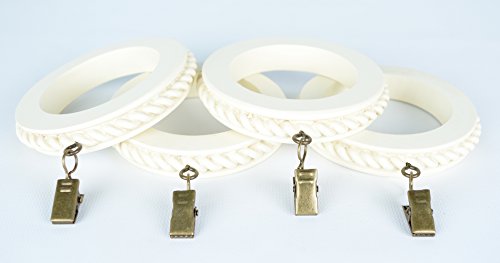 Urbanest Set of 4 Large Rope Designer Curtain Rings in Ivory