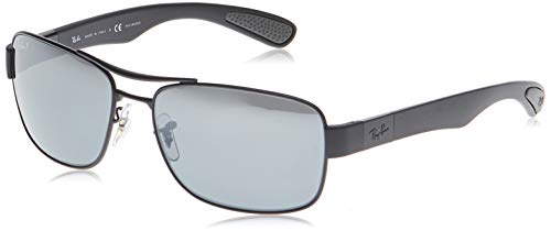 Ray-Ban Men's RB3522 Metal Sunglasses, Matte Black/Polarized Grey Mirror Silver Gradient, 61 mm