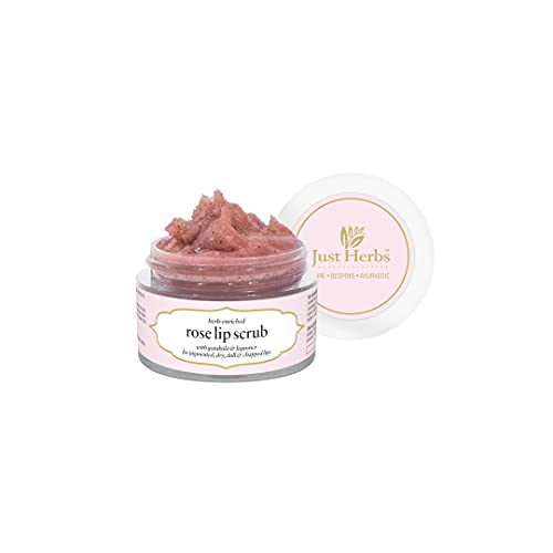 Just Herbs Ayurvedic Rose Lip Scrub For Dry,Chapped & Smoker Lips - SLS & Paraben Free 15gm