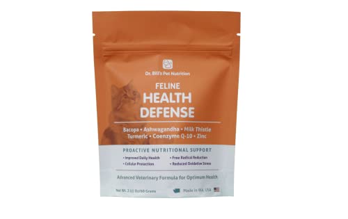 Dr. Bill’s Feline Health Defense | Pet Supplement | Antioxidants For Cats | Contains Bacopa, Ashwagandha, Milk Thistle, Turmeric, Coenzyme Q-10, And Zinc #TOP19
