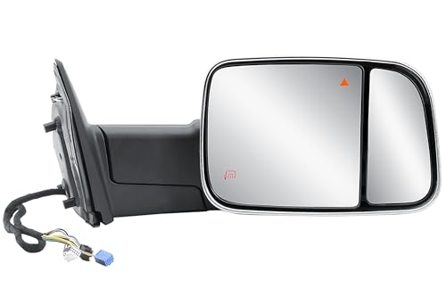 Passenger Right Side Door Towing Mirror Power and Heated Glass with BLIS and Chrome Back Cover Turn Signal Light and Puddle Light and Position Light Manual Folding for 19-24 Ram 2500 3500 4500 5500 by LONGLING - Image 3