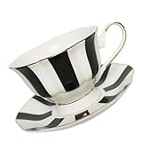 Homoyoyo 1 Satz Retro Europäisches und Teetassen Set mit Unterteller Punktiertes Design Nachmittagskaffee Spülmaschinenfest Komfortabler Griff und Sicher der Anwendung