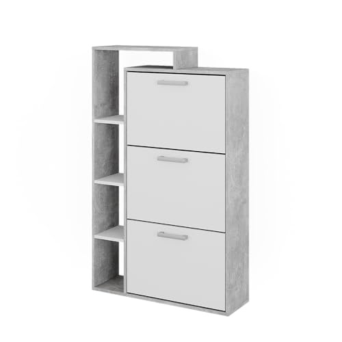 Vicco Schuhkommode Orlando, Schuhregal, Beton, 80 x 128.3 cm mit 3 Fächern