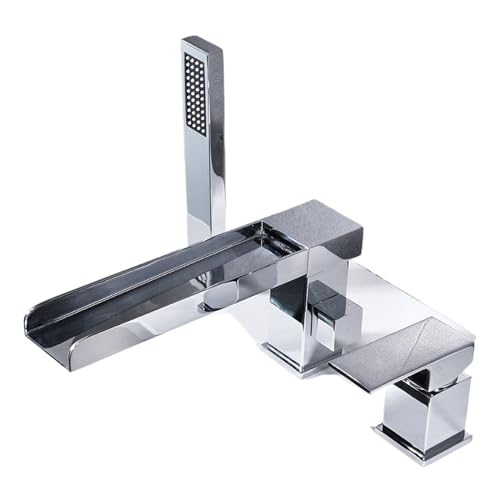 Grifo de bañera cascada de tres orificios con grifería mezcladora fría y caliente para baño moderno 2