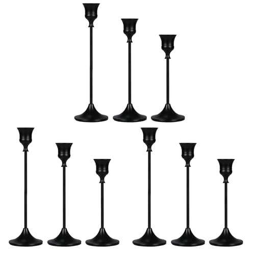 Candlestick Holders Black, 9 Packs Taper Candle Holder for Candlesticks, Candle Sticks Holder Decor for Home Decor