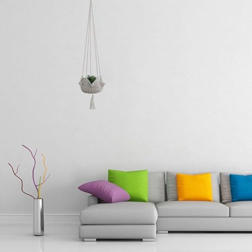 Cintre de plante en macramé : panier de fleur suspendu tissé main durable - 6