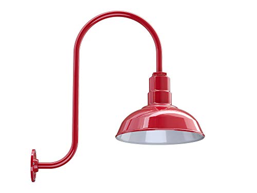 Gooseneck Barn Light Outdoor 12 Inch Farmhouse Exterior Wall Light | Red