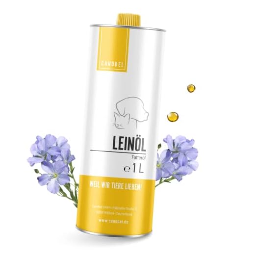 Canobel Aceite de linaza básico para perros, gatos y caballos, 1 litro, 12% ácido linoleico, rico en omega 3 y 6, aceite de linaza añadido, aceite de linaza para animales