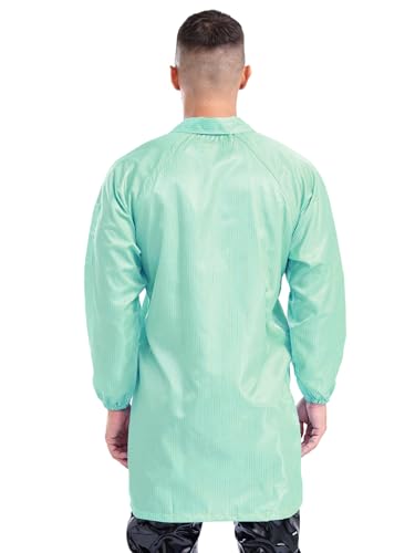 Image of YiZYiF Men Professional Lab Coat Long Sleeve Resistant Mechanical Dustproof Work Coat Overall Uniform