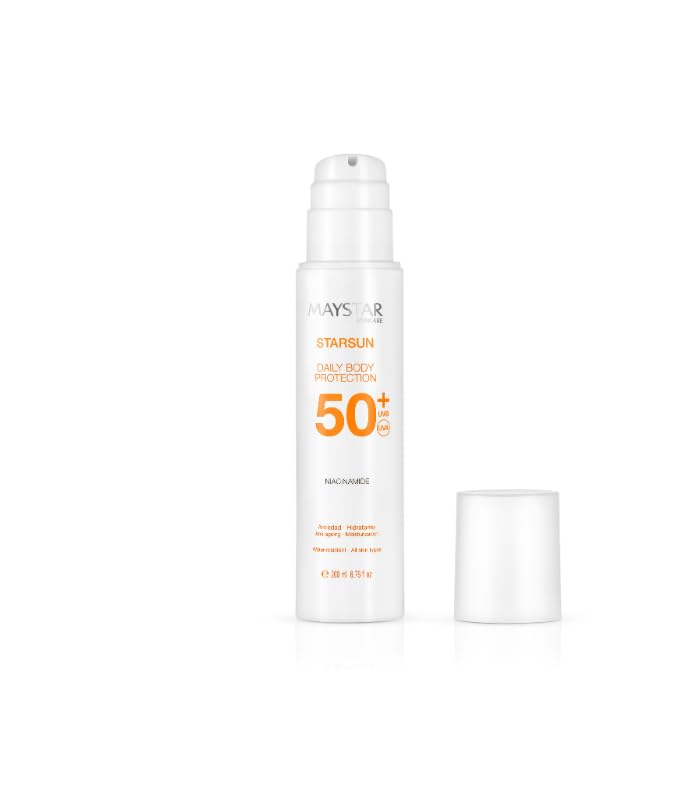 MAYSTAR SKINCARE STARSUN DAILY BODY PROTECTION SPF 50+ Crema solare per il corpo con Niacinamide idratante e anti-età con alta protezione UVB, UVA e luce blu.