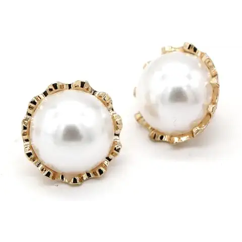 USOSOU 12mm 20pcs White Colorful Pearl Light Gold Metal Buttons for Clothes Cute Shirt Blouse Dress Handmade Decorations Sewing Accessories(0.49inch) (White) Cover