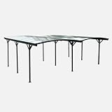 sweeek - Carport avec Extension 30m² Aluminium Anthracite et Polycarbonate - Le Mans 5x6m - abri de Voiture 505 x 600 x 239 cm