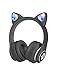VuyKoo Bluetooth Casque Audio Enfants avec HD Microphone/Lumières LED, Ecouteurs Enfants du Volume Limité 85dB, Son Stéréo Casque Audio Enfants pour Smartphone,iPad,Tablet,Kindle,Ecole (Le Noir)