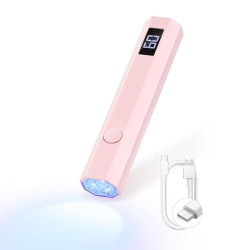 SAVILAN Lampada LED Unghie Portatile, Mini Lampada LED Unghie con 2 Timer, Display LCD, Luce UV Unghie Piccola, USB Ricaricabile e Portatile per Unghie Gel Sciugatura Rapida Rosa