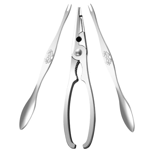 GARVALON Utensilios para Mariscos de Acero Inoxidable con Pinzas y Tenedores para Cangrejo y Langosta Diseño Ergonómico y Resistente la Corrosión para Uso Doméstico