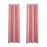 Happy Homewares Pink Eyelet Curtains - 66 x 72 Inch Drop - Elegant Room Darkening Blackout Curtains with Thermal Insulation - 2 Panels for Bedroom or Living Room