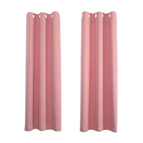 Happy Homewares Pink Eyelet Curtains - 66 x 72 Inch Drop - Elegant Room Darkening Blackout Curtains with Thermal Insulation - 2 Panels for Bedroom or Living Room
