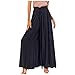 uiop Pantaloni tinta unita da donna Cintura elastica a vita alta lunga Culottes, Nero , L