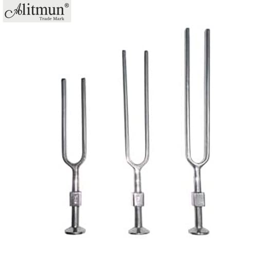 Image of Acoustic Tuning Fork Set of 3 (128, 256, 512 Hz), Rust-Free Tuning Forks with Consistent Frequency Accuracy, for Medical Students