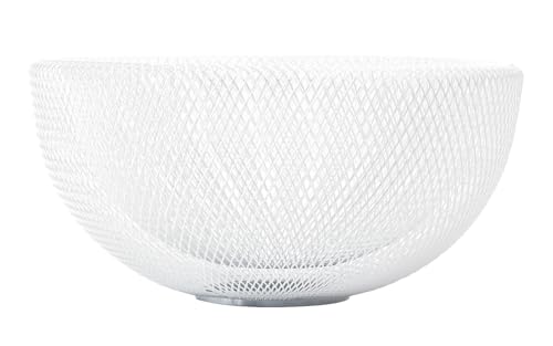 IBWell Metal Wire Woven Fruit Storage Bowl Basket for Kitchen, Large Black Mesh Fruit Stand, for Apple, Pineapple, Banana, Orange, Lemon, Pear, Strawberry, Watermelon (White, Large)