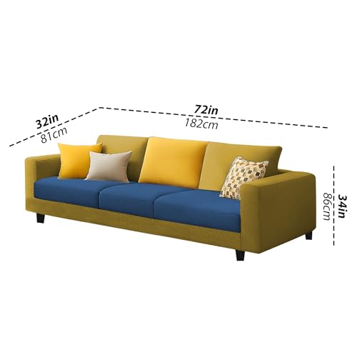 Image of Casaliving Minta 3+2 Seater Sofa Set for Living Room (Blue Yellow Colour Fabric) Premium Fabric Sofa