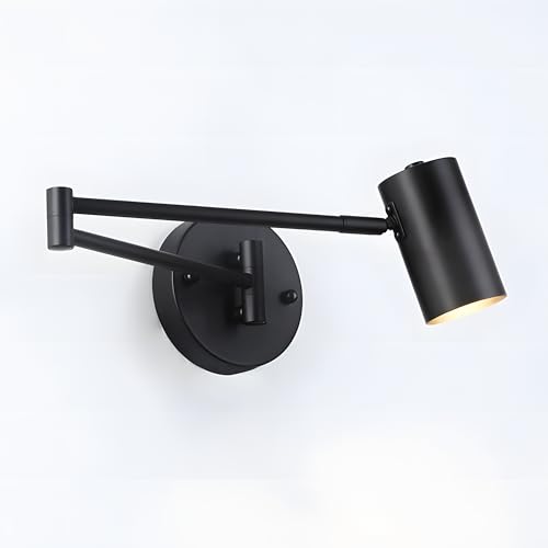 BARCELONA LED Aplique de pared extensible PAULA con brazo articulado y cabezal orientable, aluminio blanco o negro, casquillo E27 G45, lámpara de lectura para dormitorio, cabecero o rincón de lectura