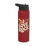 I Love Rock Guitar Enthusiast Design Stainless Steel Insulated Water Bottle