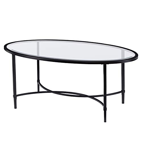 SEI Furniture Quinton Metal/Glass Oval Cocktail Table - Black, 45 in x 25 in x 19 in by SEI Furniture - Image 7