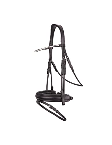 Rolled Dressage Drop Shaped Horse Snaffle Bridle Anatomical Dressage Bridles ...