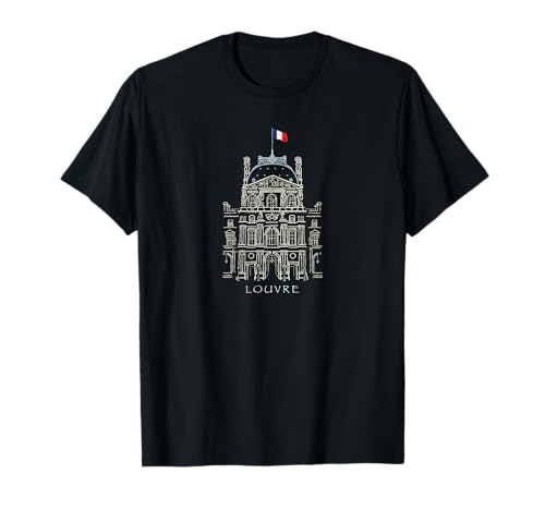 パリ、ルーブル美術館、手描きルーブル宮殿、フランス Tシャツ