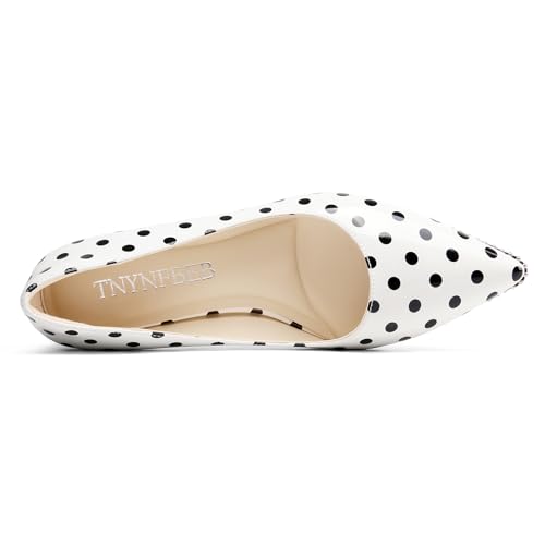 Image of TNYNFBEB Womens Kitten Heel Pointed Toe Pumps Slip-on Sliver Beaded Prom Wedding Dress Basic Classic Patent Leather Summer 2.6 Inches Heels