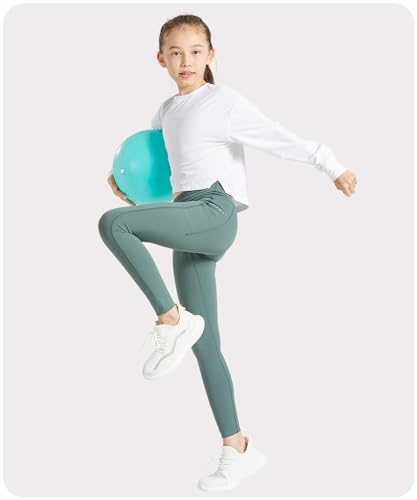 Girls Leggings with 2 Pockets Soft Stretchy Athletic Leggings for Girls Dance Workout Running Yoga Activewear3