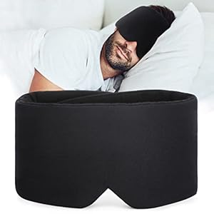 FRESHME Sleep Mask Blackout – Handmade Cotton Sleep Mask for Women Men Eye Mask for Sleeping Black Soft Eye Cover for Sleeping with Adjustable Veclro Breathable Eye Blindfold for Night Nap Travel