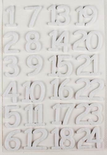 MegaCrea DIY Aufkleber Zahlen Filz weiß 3 cm x 24 Stk.