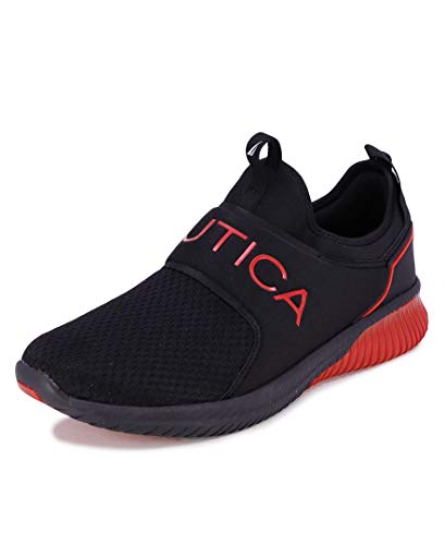 Nautica Men's Casual Fashion Sneakers Slip-On-Walking Shoes-Lightweight Joggers-Coaster-Black Mono Red-9