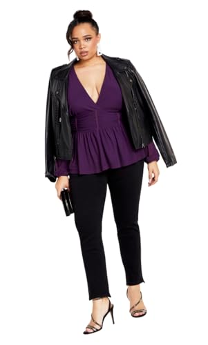 Image of City Chic Women's Apparel City Chic Plus Top Rapture in Petunia, Size 16 Dress Shirt, 20