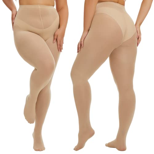 Image of MANZI Plus Size Tights for Women Queen Size Nylons Stockings Pantyhose