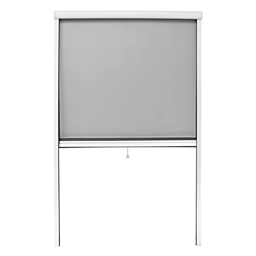 Preisvergleich Produktbild ECD Germany Fliegengitter Insektenschutzrollo für Fenster - 100 x 160 cm - Weiß - Witterungsbeständig - Fiberglas Fliegengitternetz - Fenster Rollo Fliegengitterrollo Insektenschutz Fliegenschutz
