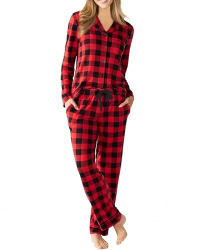 Image of Women's Pajama Sets Long Sleeve Sleepwear Button Up Shirt With Pajama Pants Soft Pjs Lounge Sets