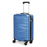 AGVOTK 20" Hardshell Carry On, Luggage Bag with Charging Port, Luggage Set, Cup Holder and Phone Holder with USB (Blue)
