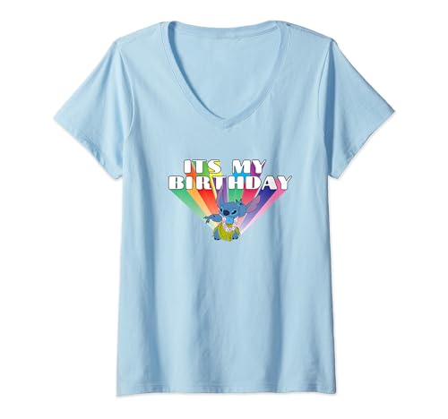 T-shirt col V pour femme Lilo & Stitch haut de fête imprimé hula