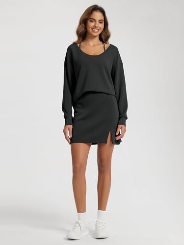 ODODOS Modal Soft Mini Skirt for Women, Side Slit High Waist A-Line Casual Daily Skirts4