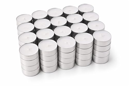 Image of 1ABOVE Tea Light Candles 4 Hour Long Burn Time White Unscented. (50 Pack)
