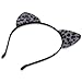 NESTRE Leopard Ears Headband, Furry Cheetah Print Cat Ears For Women,Cute Furry Leopard Headband Halloween Costume Cosplay Hair Accessories (Gray)