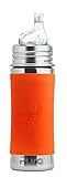 Pura Kiki 11 Oz / 325 Ml Stainless Steel Sippy Cup with Silicone XL Sipper Spout & Sleeve, Orange (Plastic Free, Nontoxic Certified, Bpa Free)